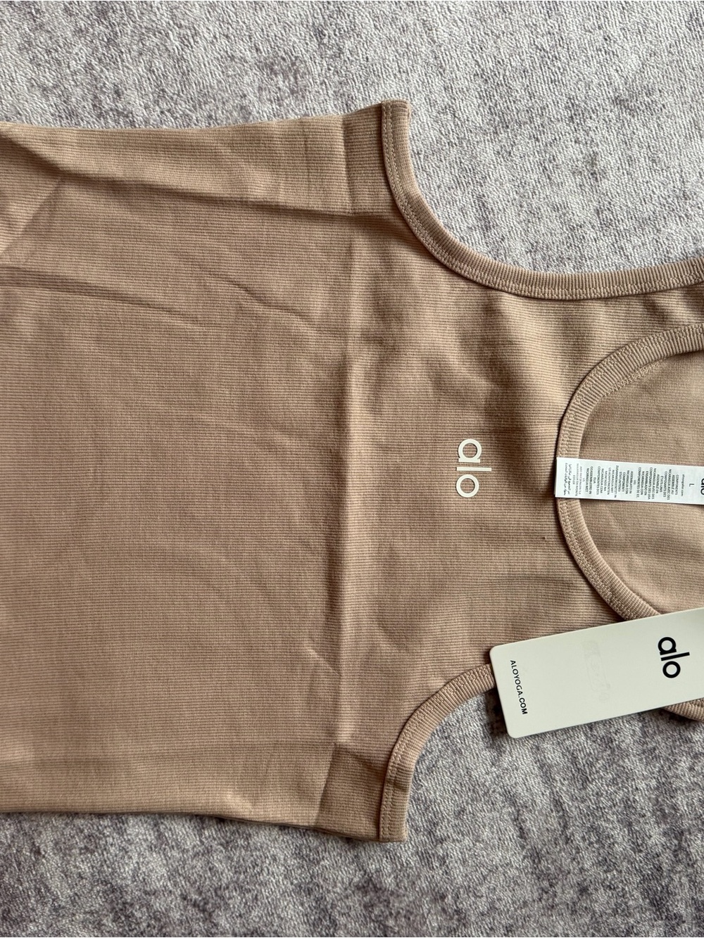 ALO Yoga Women's Ribbed Tank Top in Light Brown - Picture 1 of 3